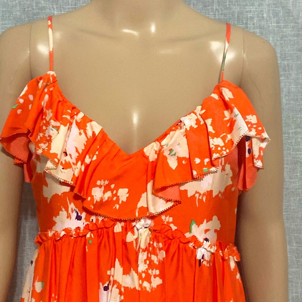 NEW* Joie Lilli Mini Dress Floral Spaghetti Straps~MEDIUM~orange, cream